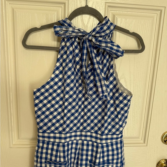 J.Crew Gingham High-Neck Cotton Poplin Jumpsuit in blue and white - Picture 10 of 10
